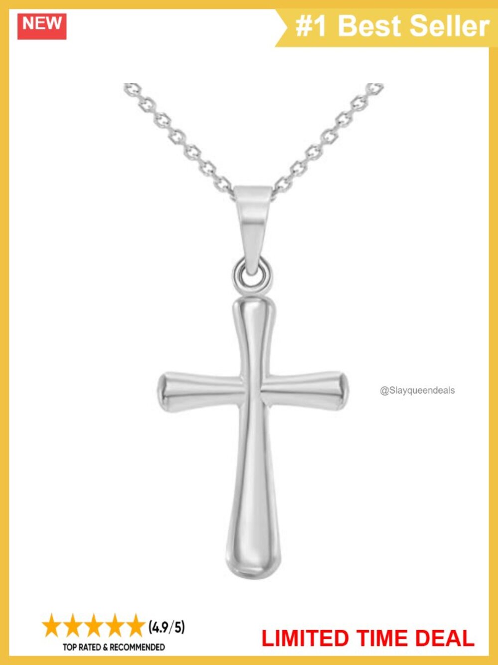 14k White Gold Small Cross Charm Pendant Necklace Religious 20in